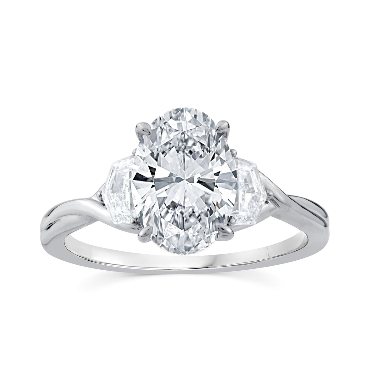2.45ct Oval Lab Grown Diamond Twist Ring in 9K White Gold