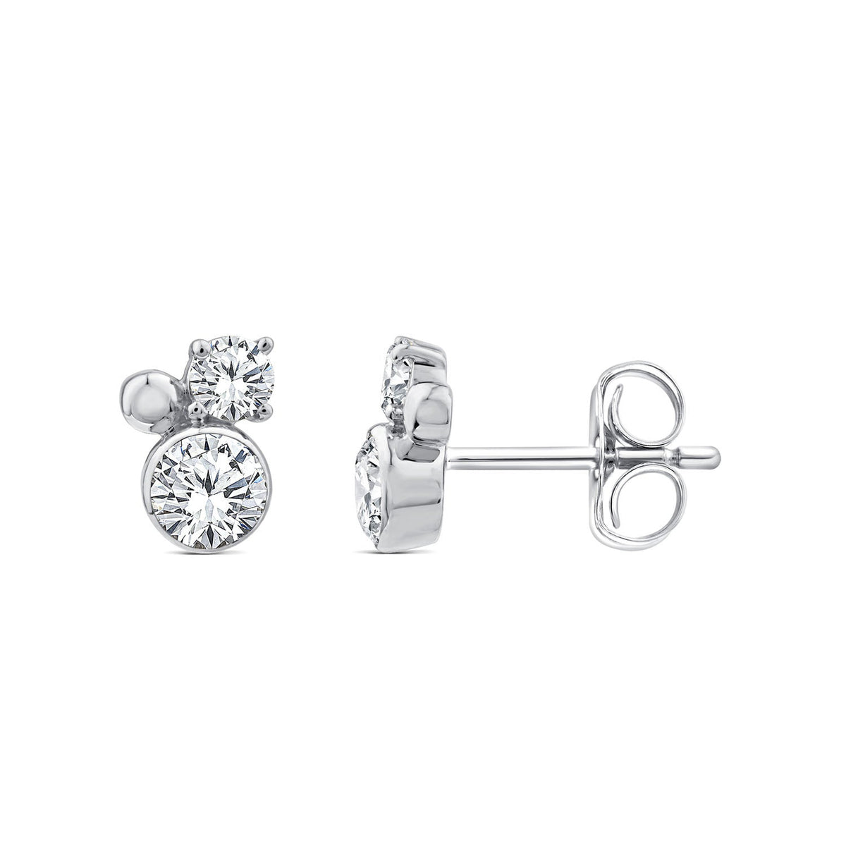1.00ct Lab Grown Diamond Trio Stud Earrings in 9K White Gold