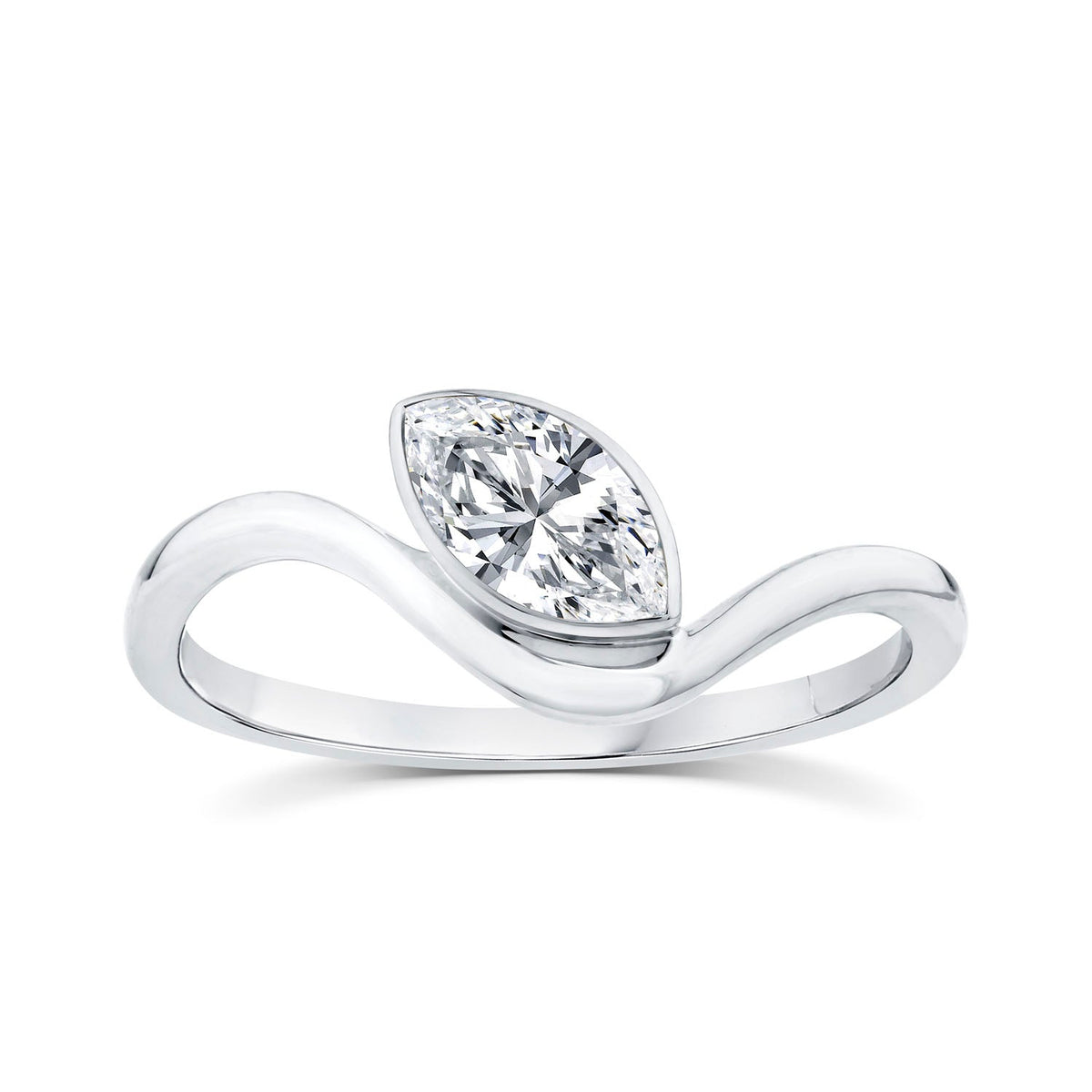 0.50ct Marquise Lab Grown Diamond Offset Ring in 9K White Gold