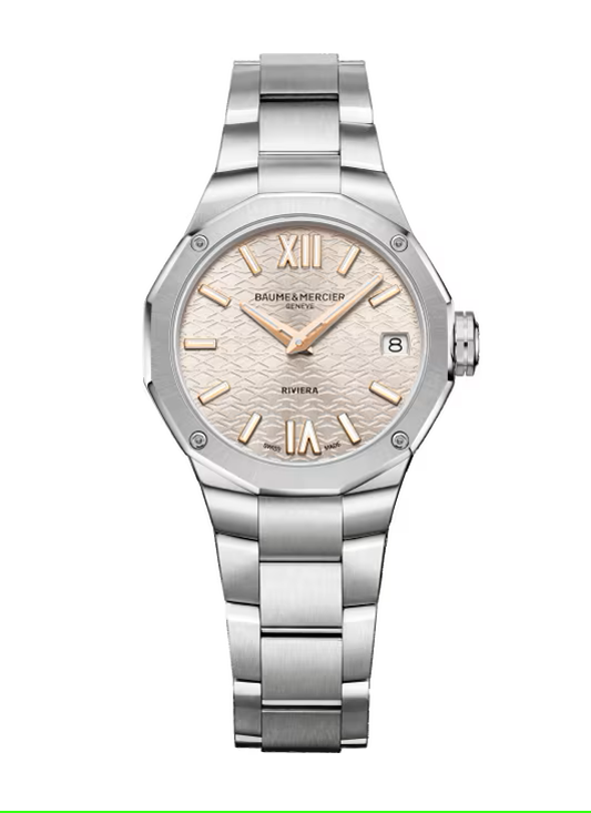 Baume and Mercier Riviera 33mm Steel Watch Light Blue Dial