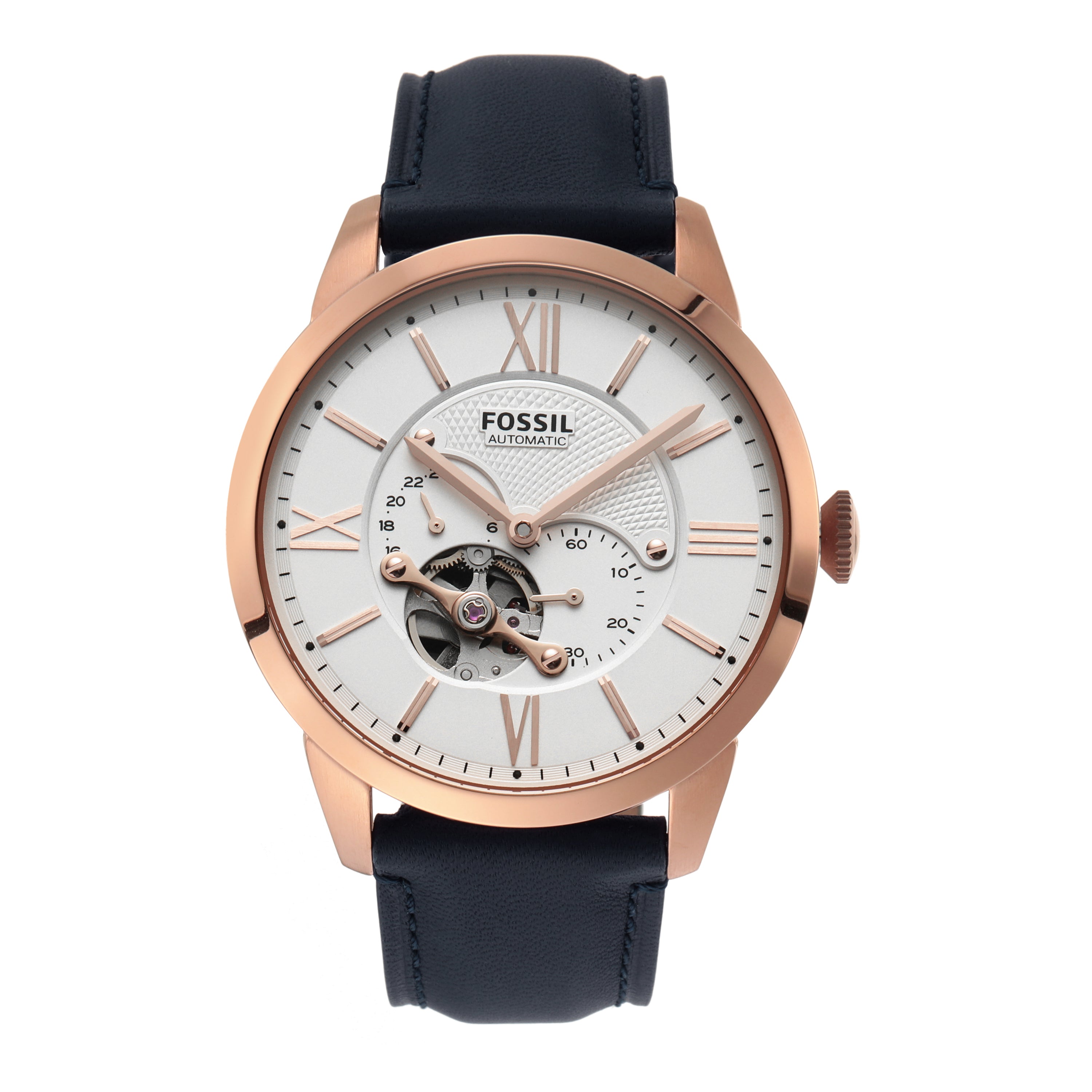 Fossil Townsman Mechanical Watch with White Dial and Blue Leather Strap ME3171