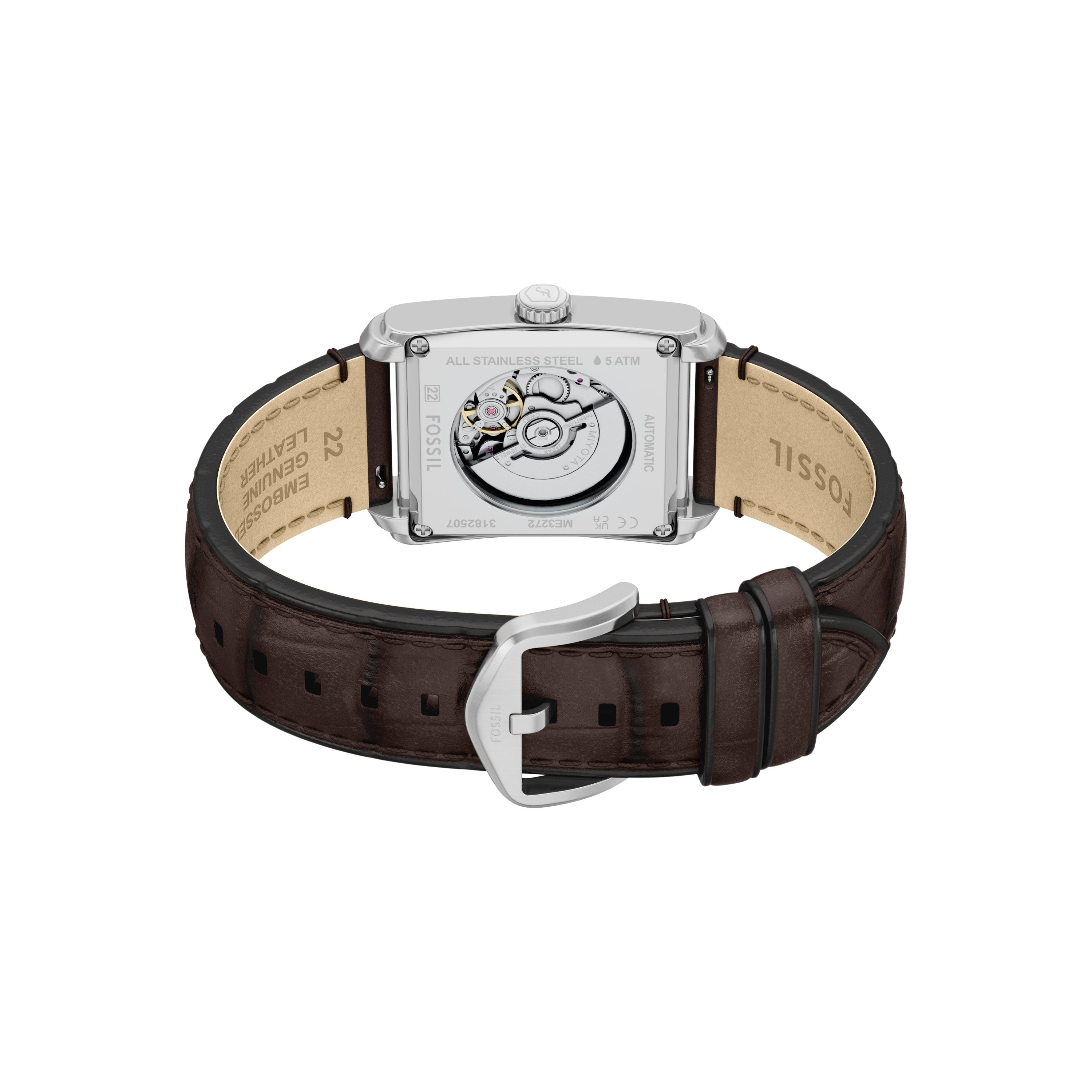 Fossil Carraway Automatic Brown Croco Leather Watch ME3272