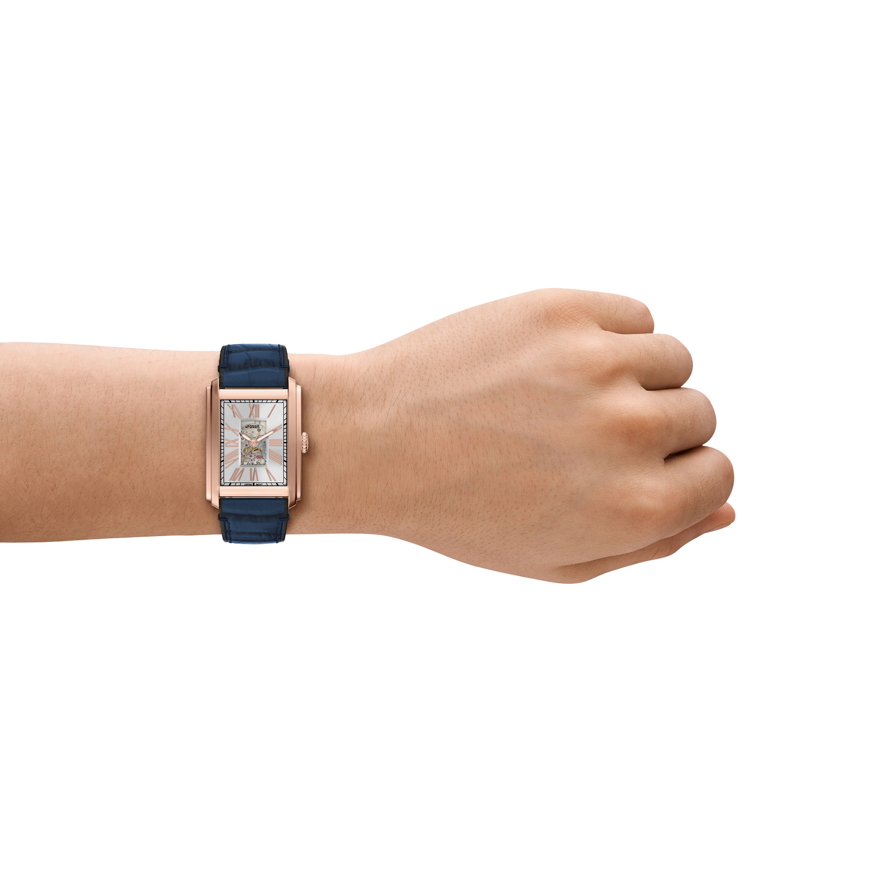 Fossil Carraway Automatic Blue Croco Leather Watch ME3274