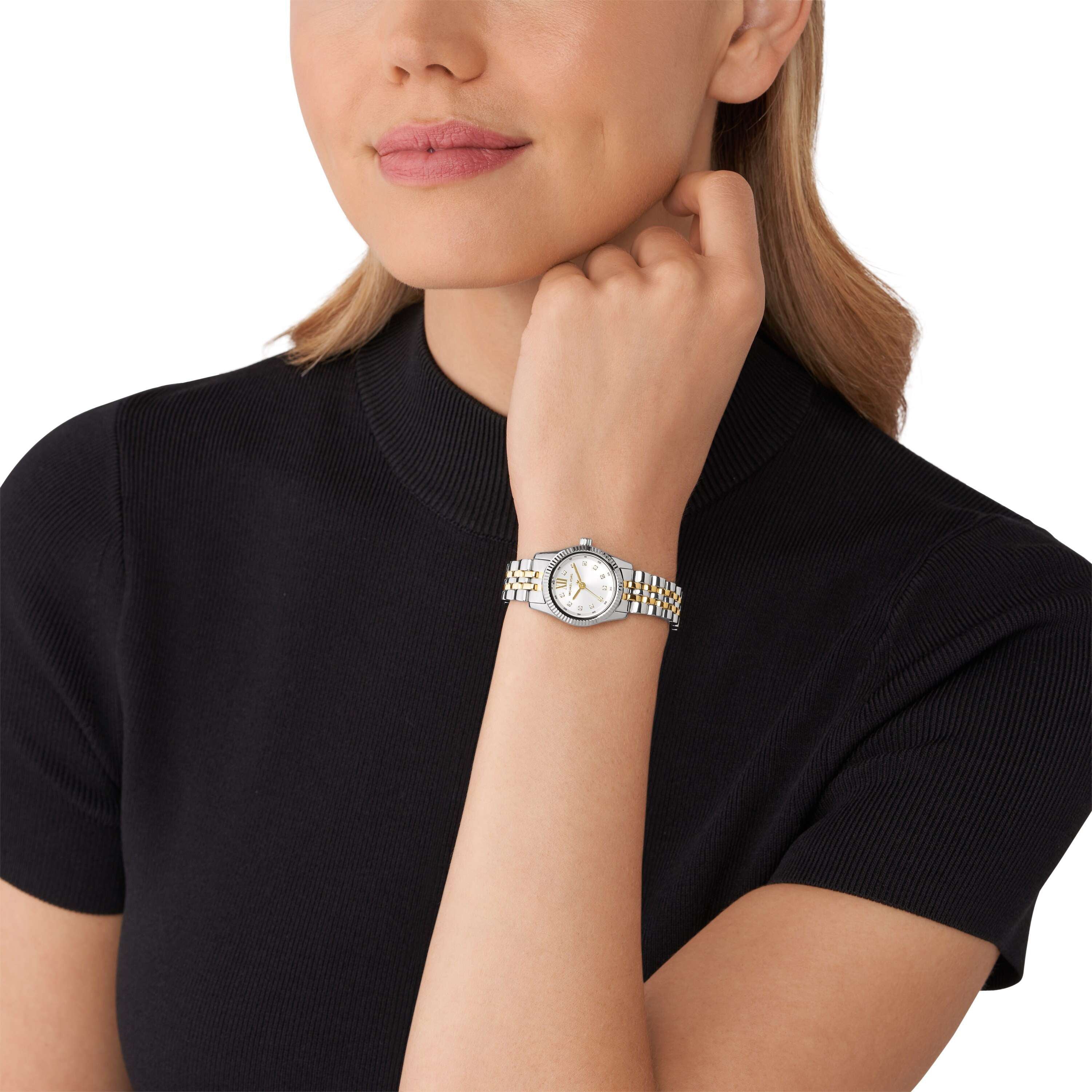 Michael Kors Lexington Silver Dial Two Tone Stainless Steel Watch MK4740