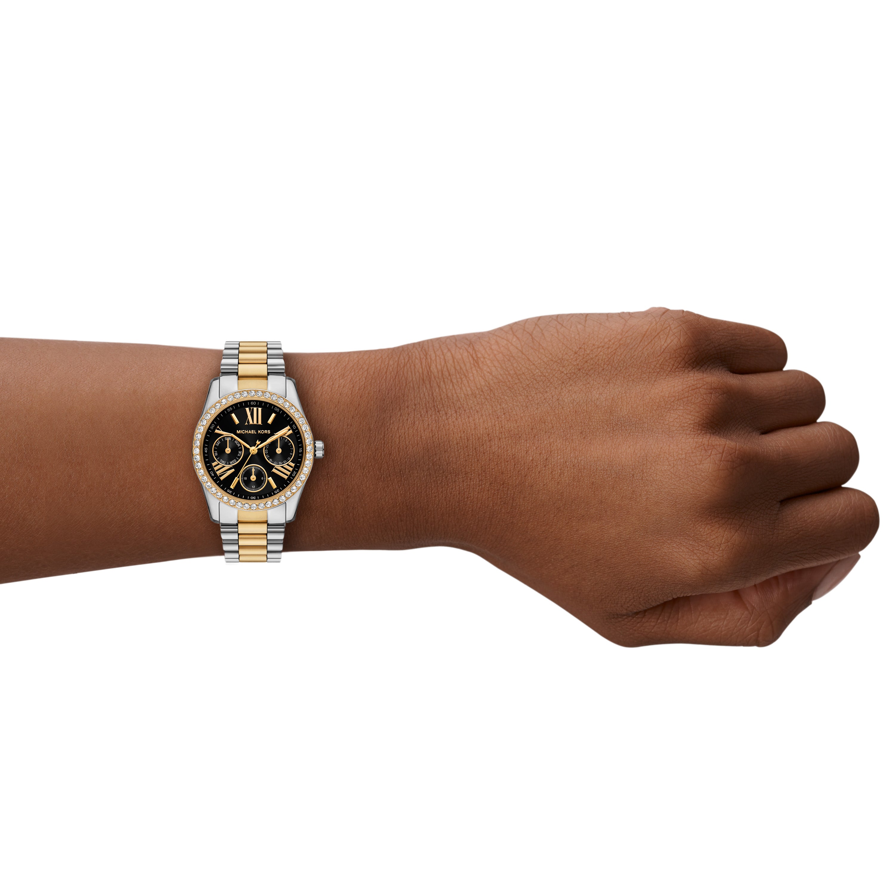 Michael Kors Lexington Black Dial Two Tone Stainless Steel Watch MK4925