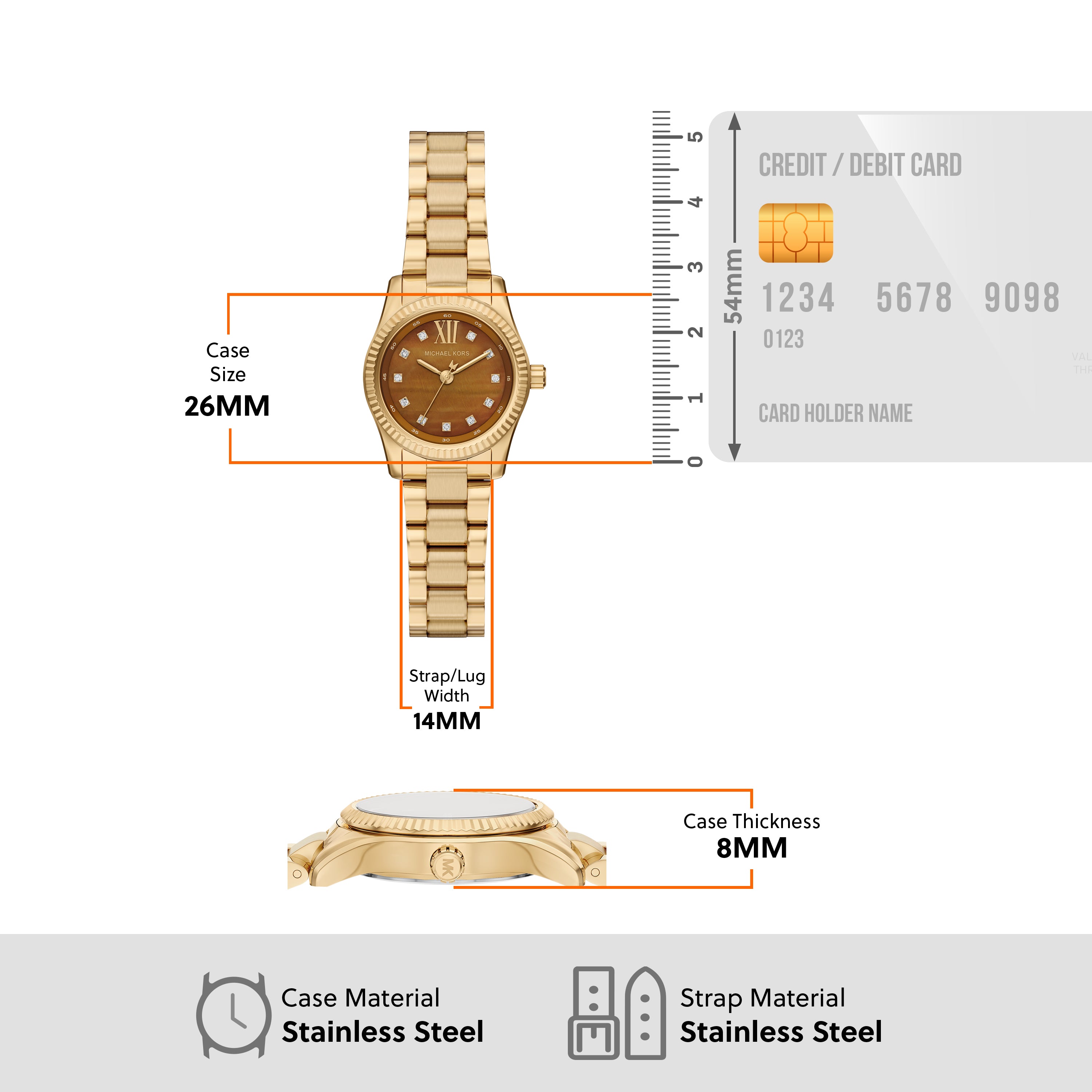 Michael Kors Petite Lexington Pavé Gold-Tone Brown Watch MK7578