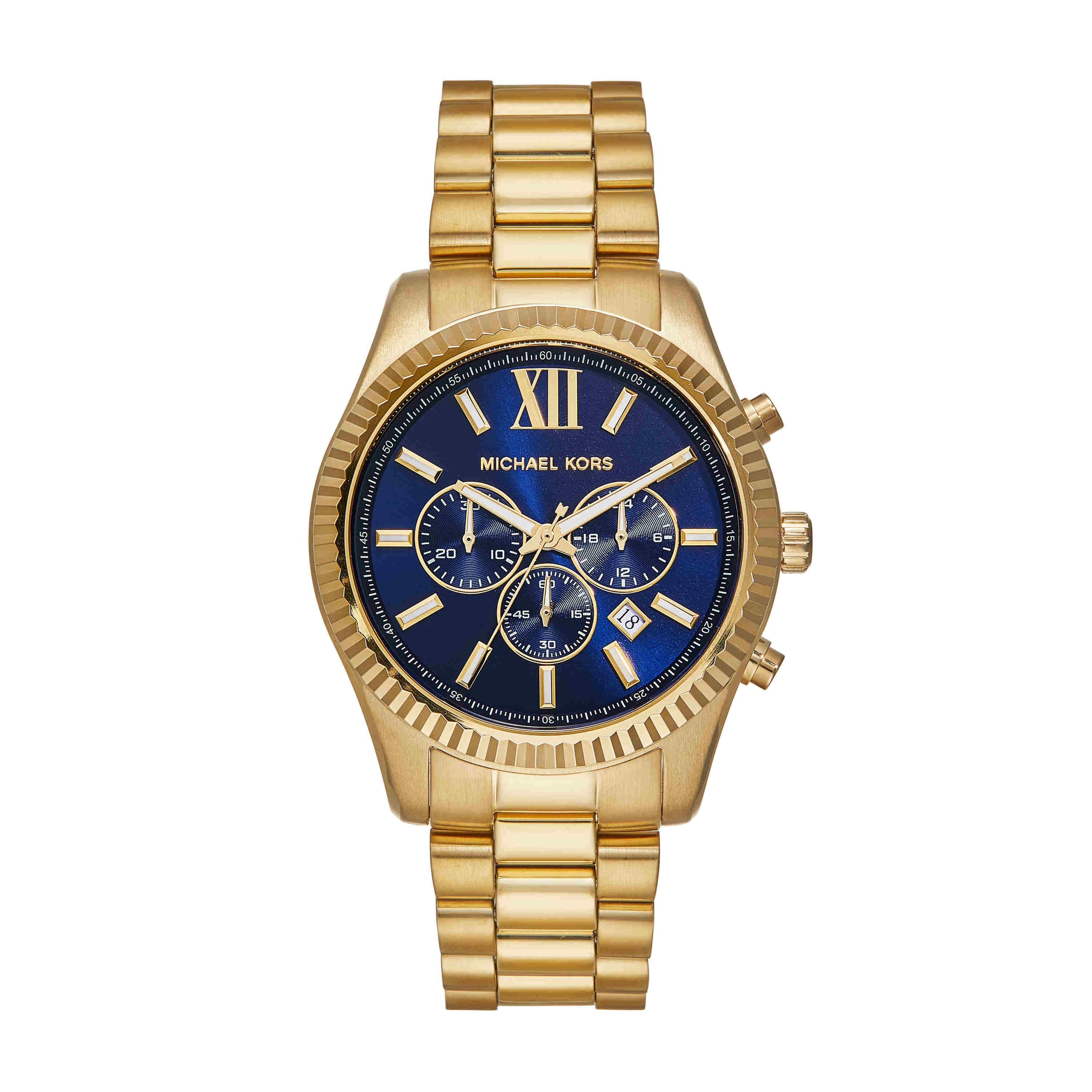 Michael Kors Lexington Blue Dial Gold Stainless Steel Watch MK9153
