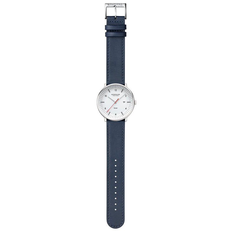 Mondaine Doppio Solar Blue Vegan Leather Watch MLE.41910.LDV