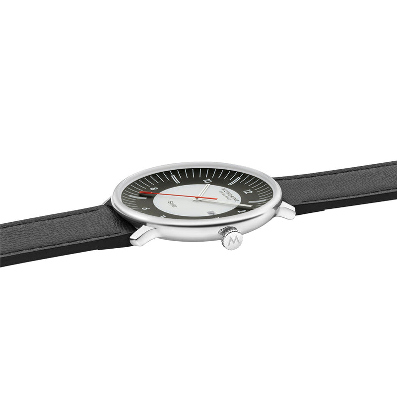 Mondaine Doppio Solar Black Leather Watch MLE.41920.LBV
