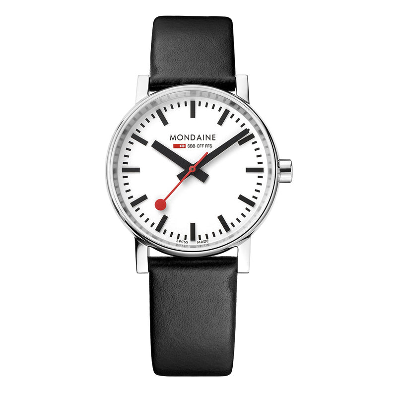 Mondaine Evo2 35mm White Dial Leather Watch MSE.35110.LBV