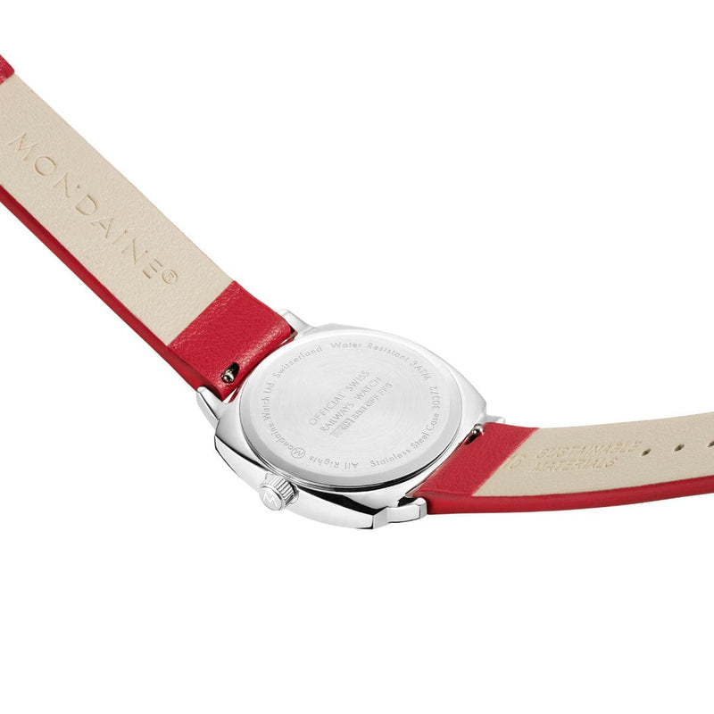 Mondaine Cushion Red Vegan Grape Leather Watch MSL.31110.LCV