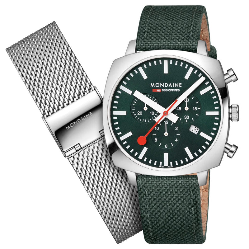 Mondaine Cushion Park Green Watch MSL.41460.LF.SET