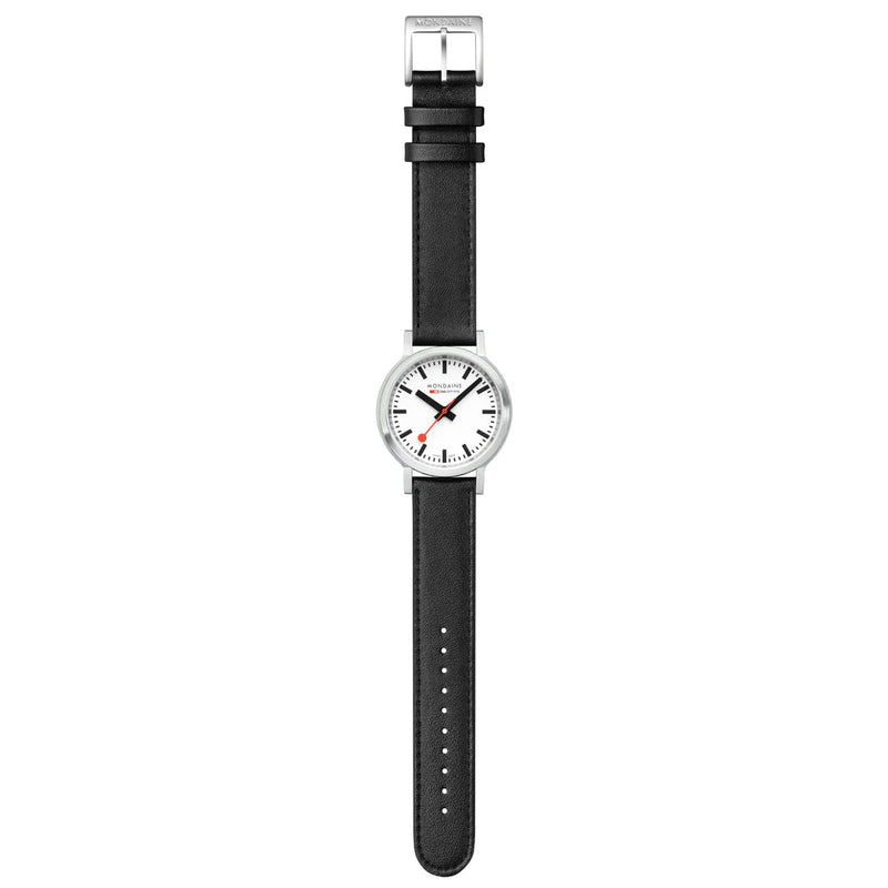 Mondaine Black Vegan Leather 34MM Watch MST.3401B.LBV.SET