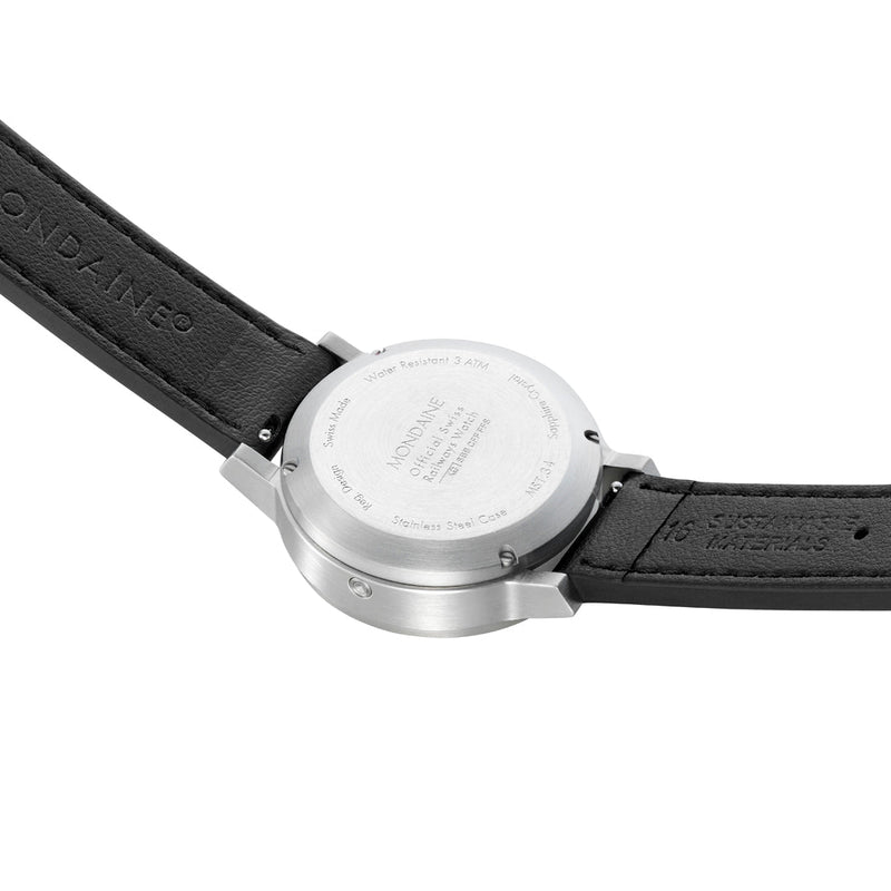 Mondaine Automatic Black Vegan Leather Watch MST.41020.LBV.2SE