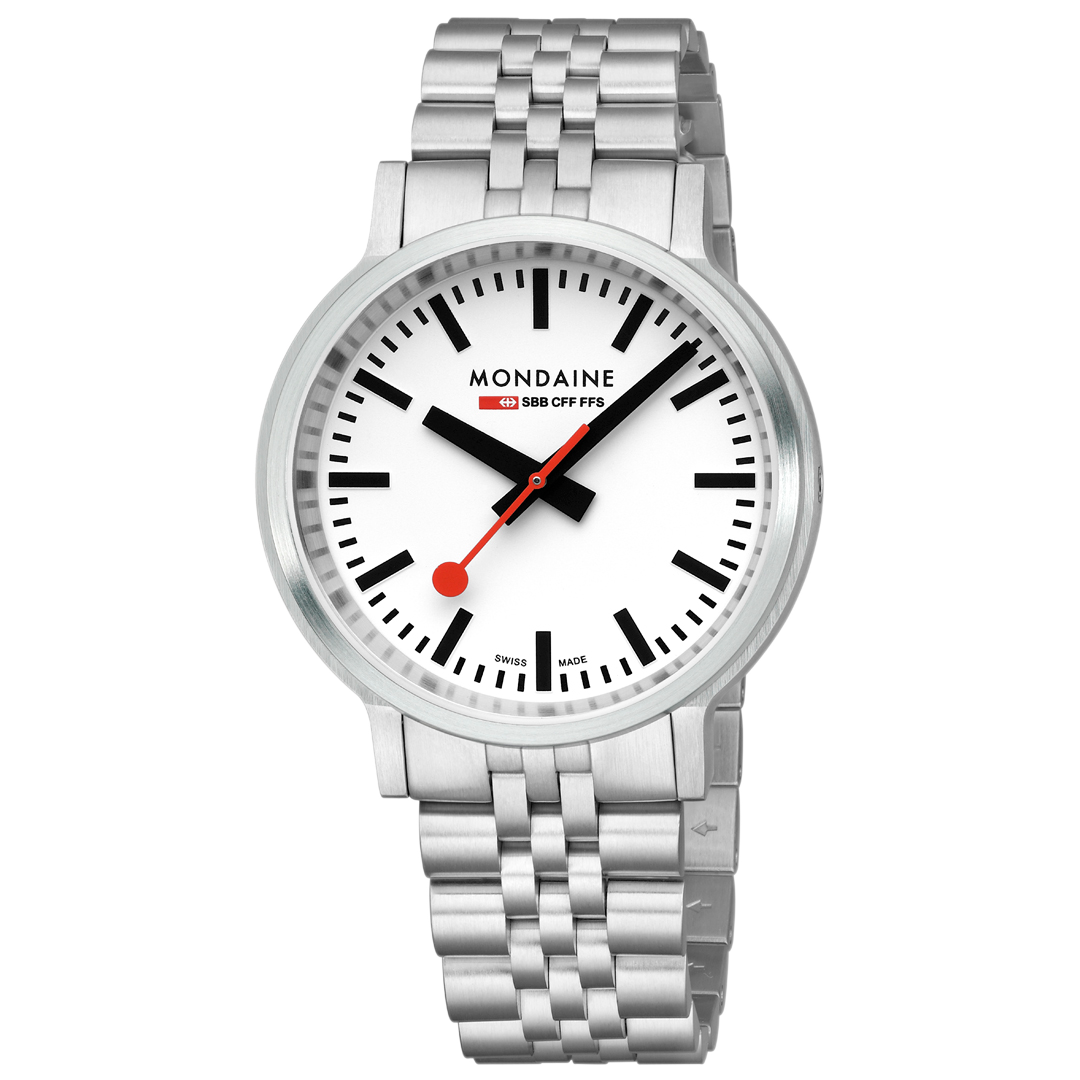 Mondaine Stop2go Backlight White Dial Stainless Steel Watch MST.4101B.SJ.2SE