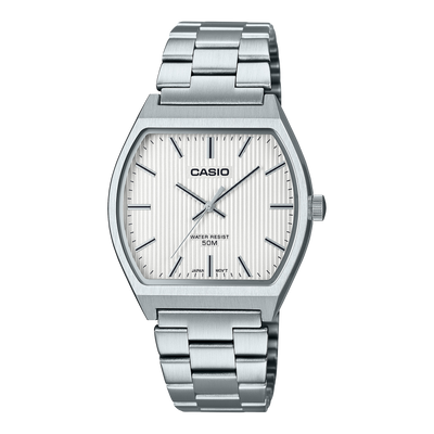 Casio Analog White Dial Silver Stainless Steel Watch MTPB140D-7A