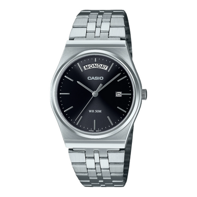 Casio Analog Black Dial Stainless Steel Watch MTPB146D-1A