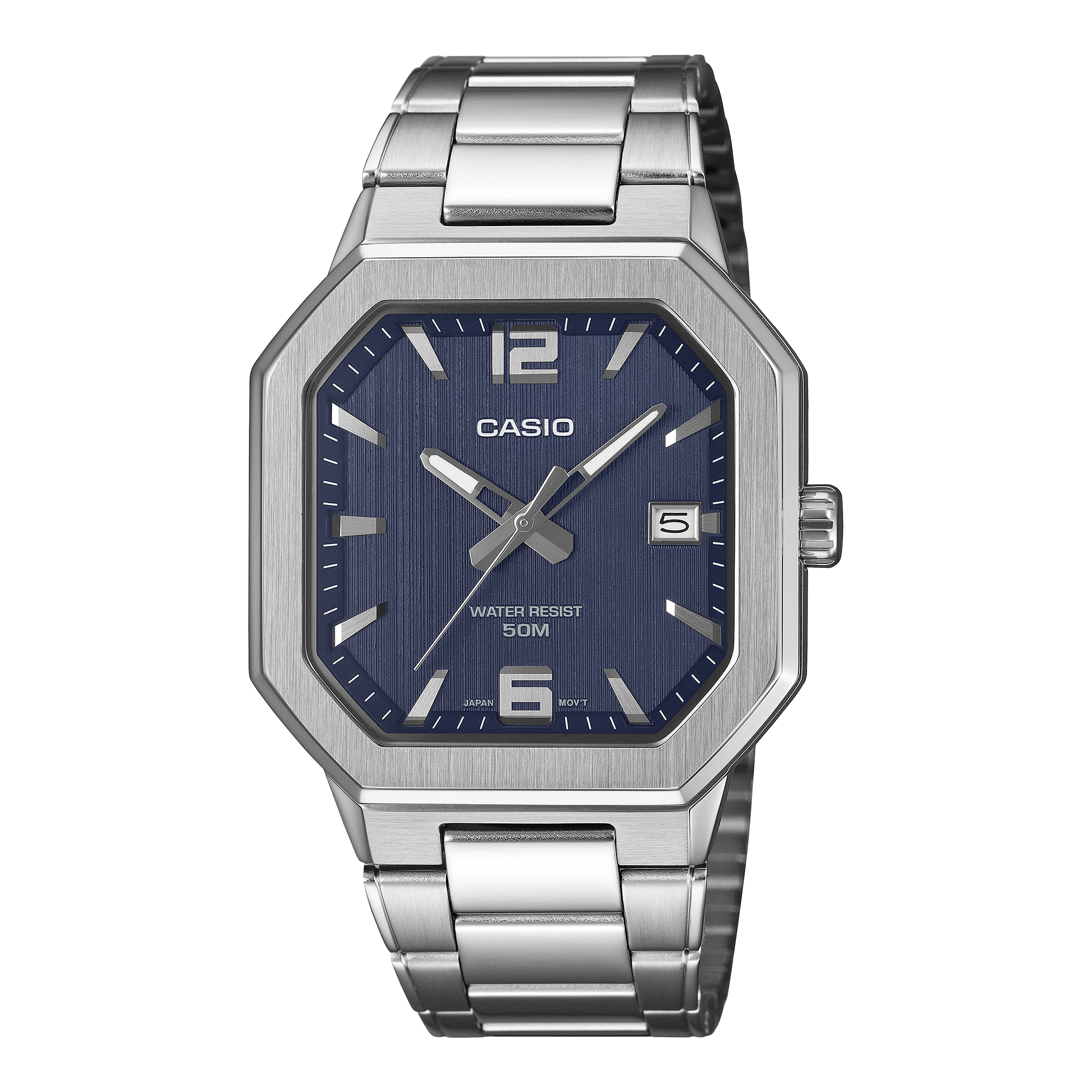 Casio MTP-B195D-2A silver blue mens watch