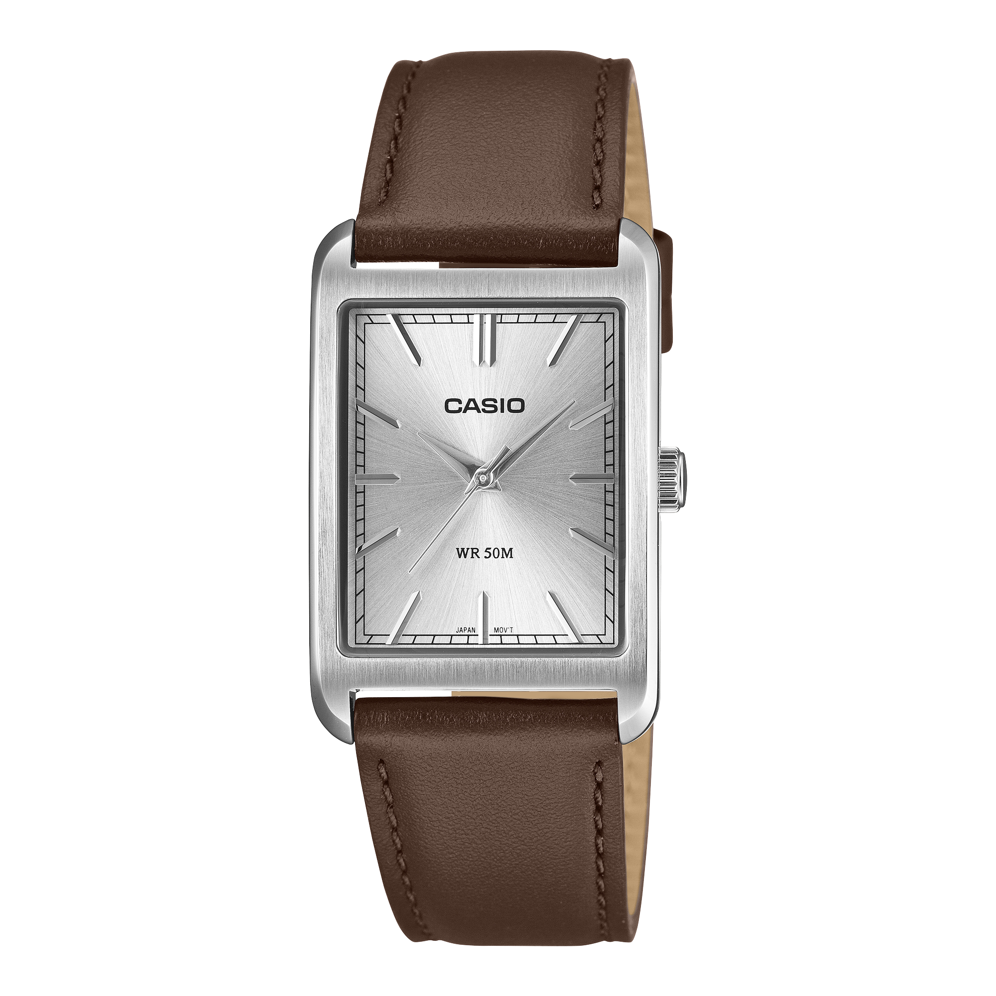 Casio Vintage MTP-B215L-7A black dial men's analogue watch leather strap