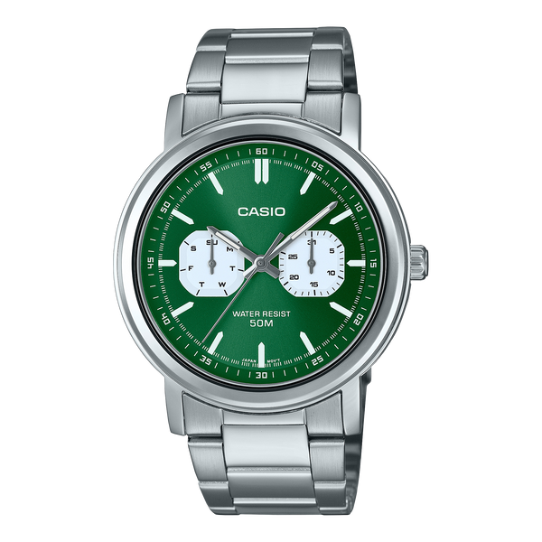 Casio Standard Green Dial Stainless Steel Watch MTPE335D-3E