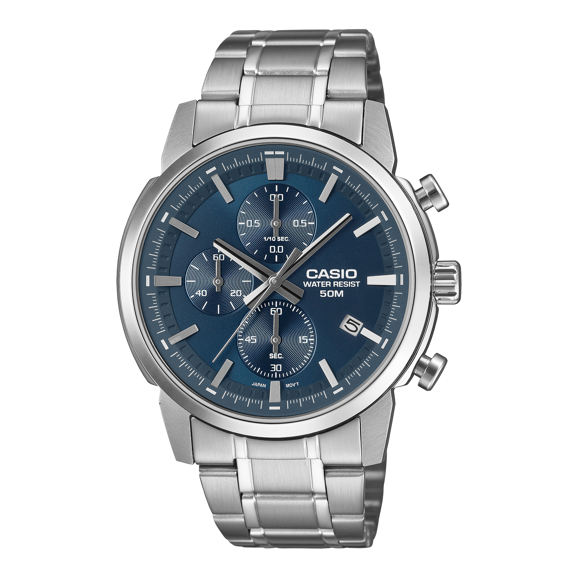 Casio Chronograph Blue Dial Stainless Steel Watch MTPE510D-2A2