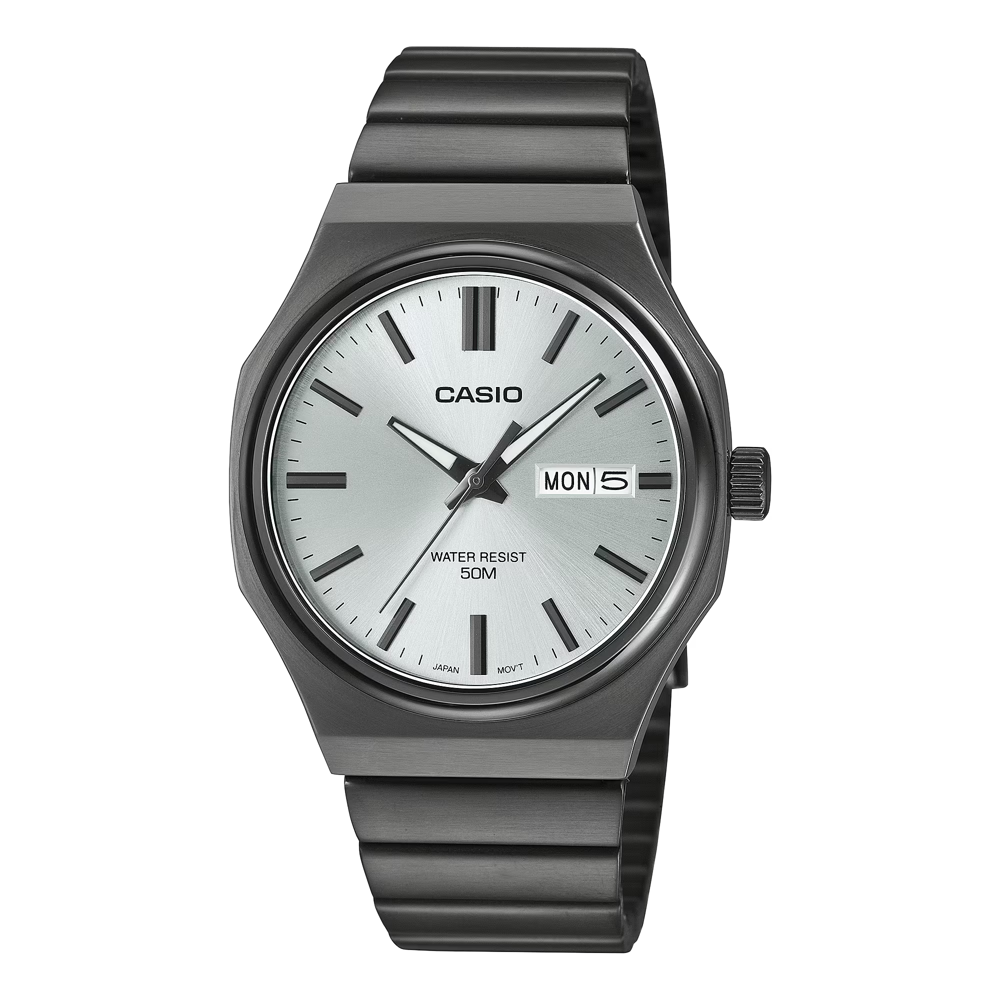 Casio Vintage Analogue Silver Dial Black Band Watch MTPE735B-7A