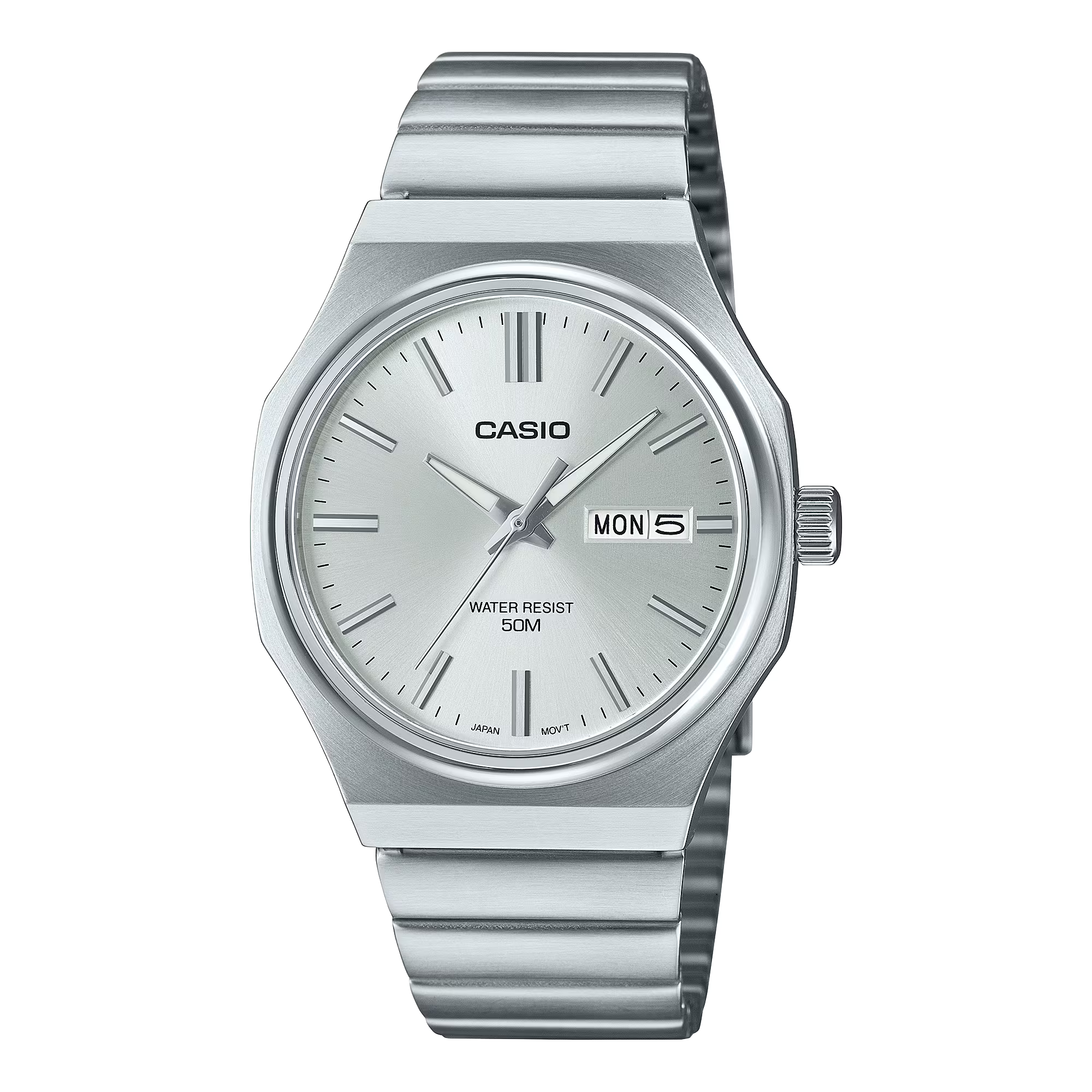 Casio Vintage Analogue Silver Dial Silver Band Watch MTPE735D-7A