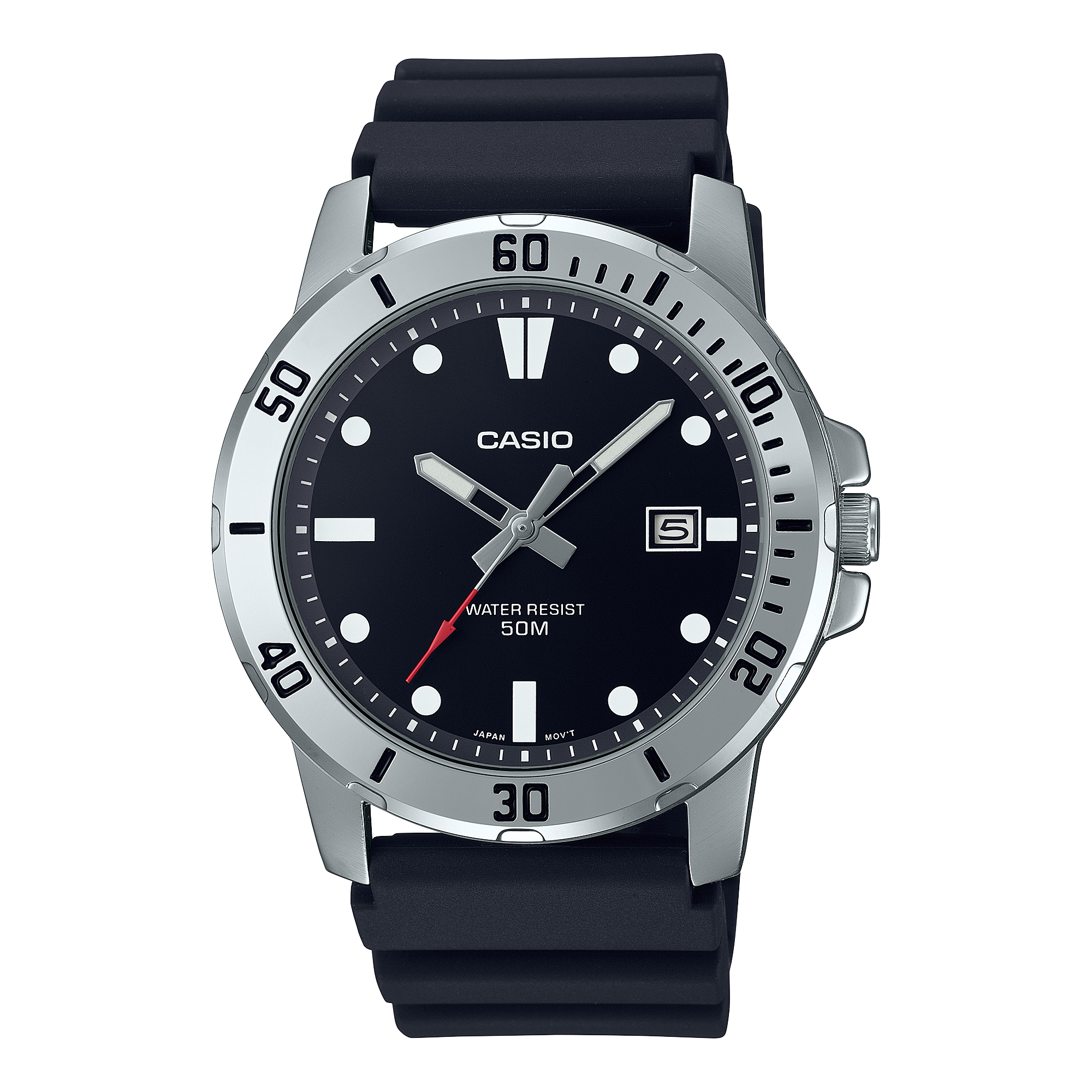 Casio Analog Black Dial Black Resin Band Watch MTPVD01-1E