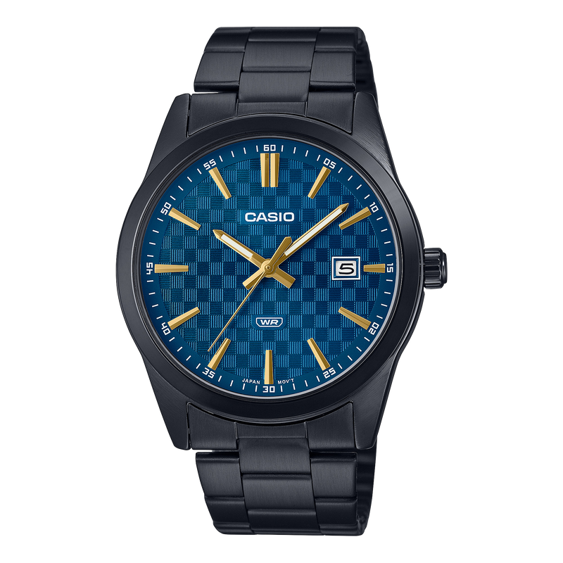 Casio Standard Black Stainless Steel Blue Dial Watch MTPVD03B-2A