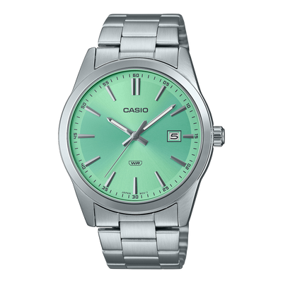 Casio Standard Silver Stainless Steel Green Dial Watch MTPVD03D-3A2