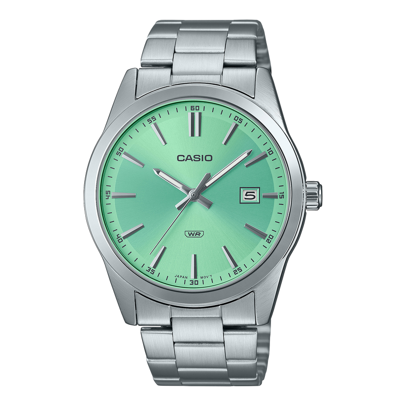 Casio Standard Silver Stainless Steel Green Dial Watch MTPVD03D-3A2