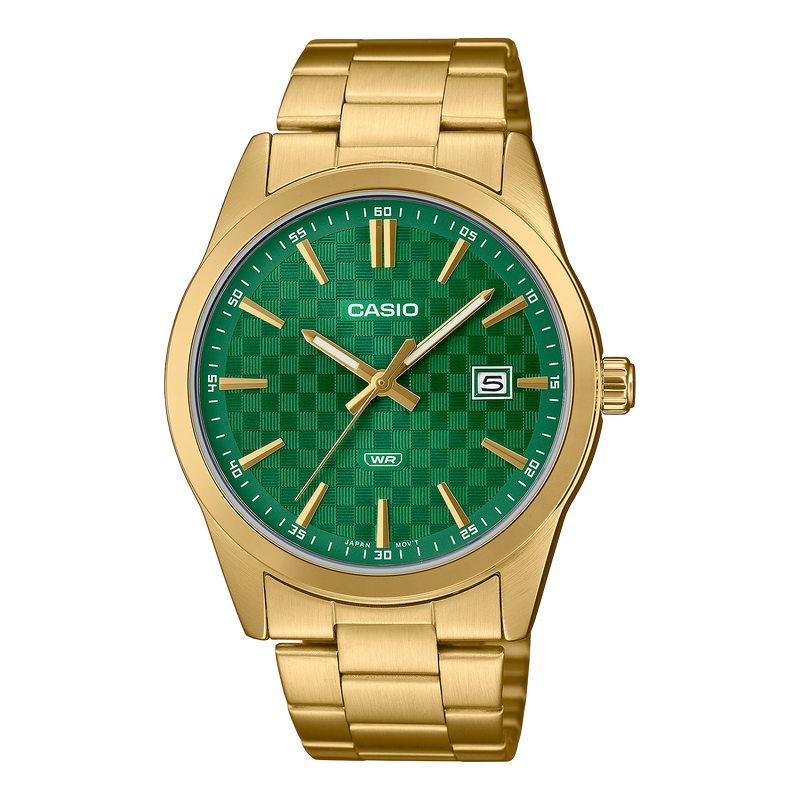 Casio Standard Gold Stainless Steel Green Dial Watch MTP-VD03G-3A