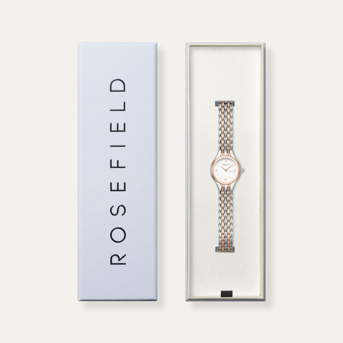 Rosefield Muse White Dial Two-Tone Silver Rose Gold Bracelet Watch MUWDSD-MU04