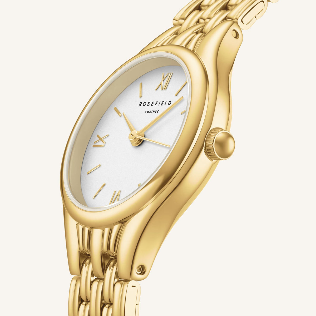 Rosefield Muse White Dial Gold Bracelet Watch MUWGSG-MU01