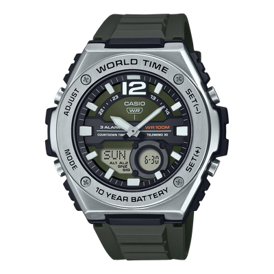 Casio Standard Black Resin Band Green Dial Watch MWQ100-3A