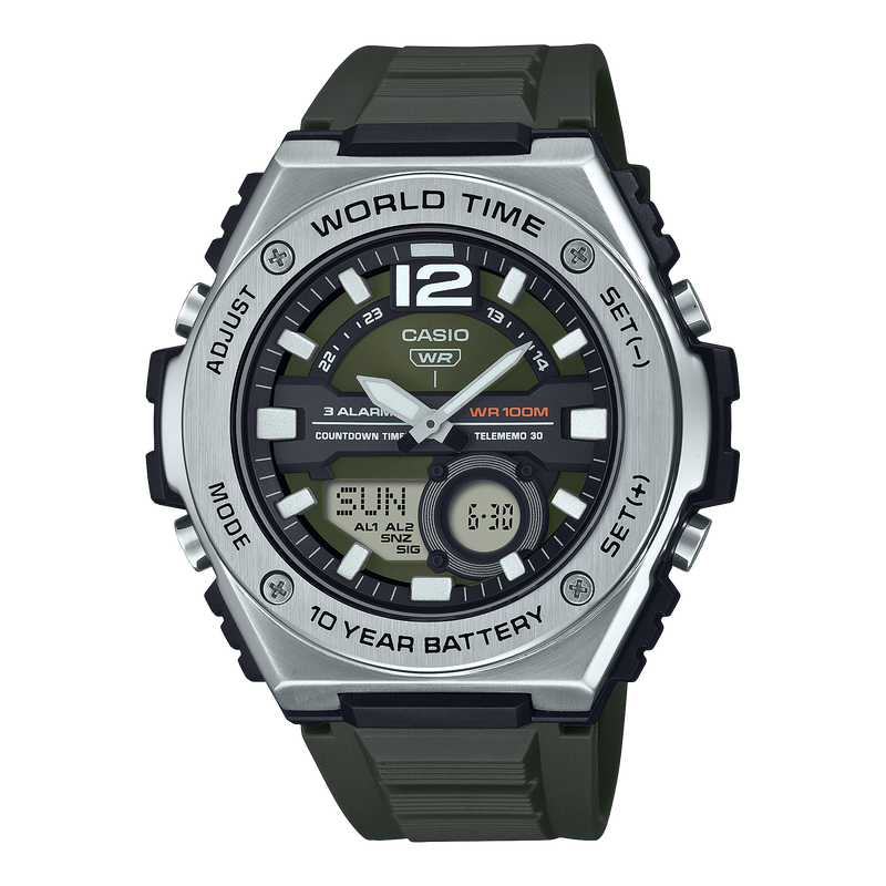 Casio Standard Black Resin Band Green Dial Watch MWQ100-3A