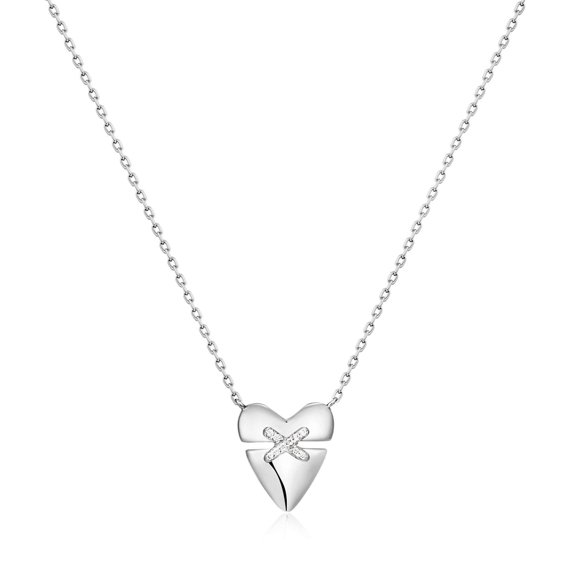 Ania Haie Silver Heart Necklace With Pave Detailing for Women