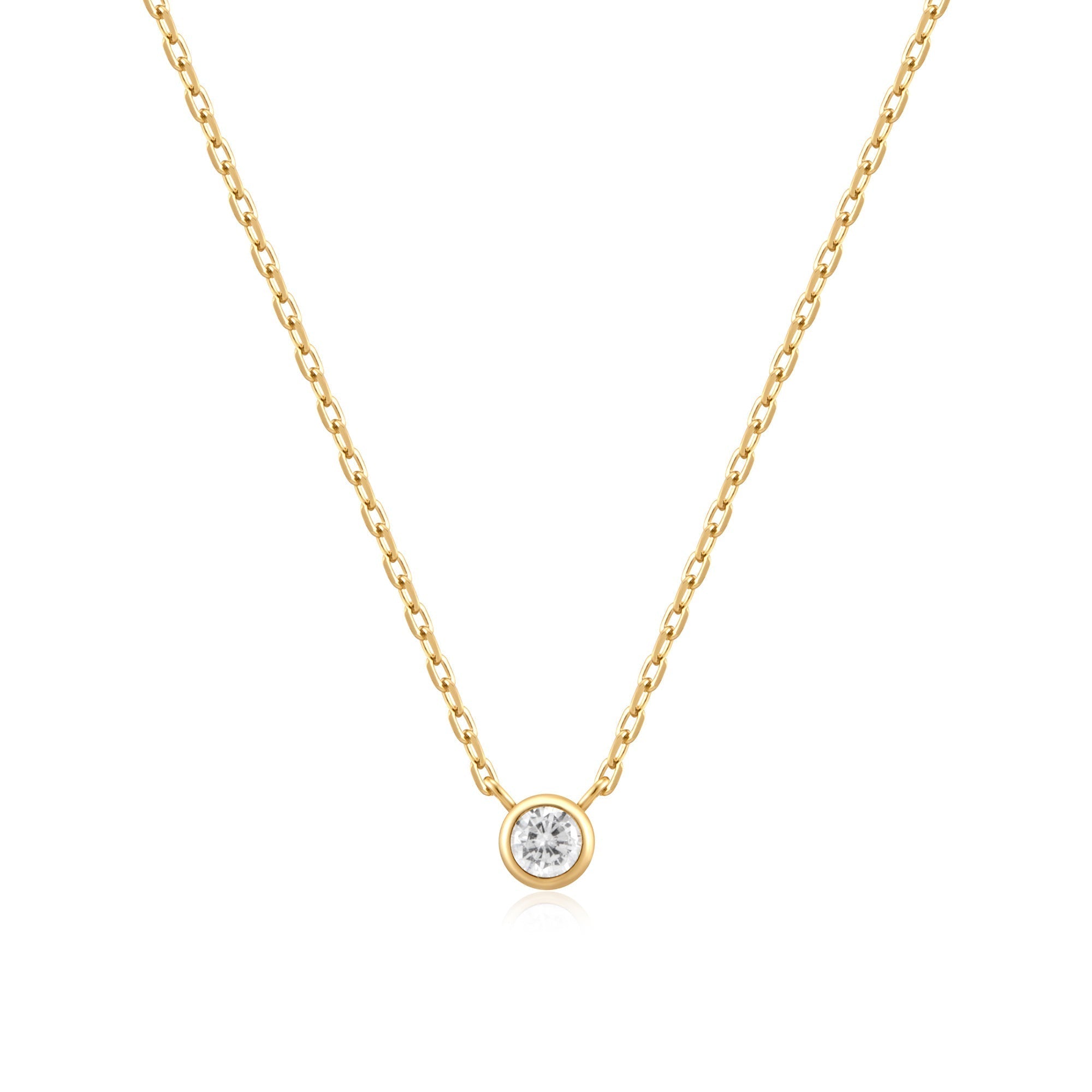 Ania Haie Gold Solitaire Necklace Elegant Cubic Zirconia Jewelry