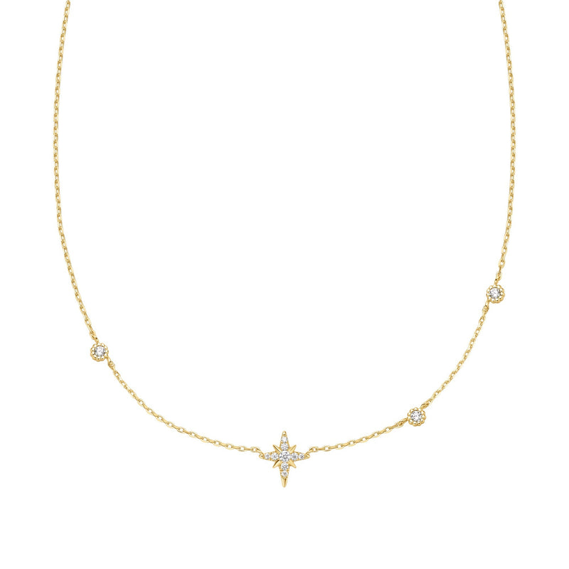 Ania Haie Gold Eight-Pointed Star Cubic Zirconia Station Necklace