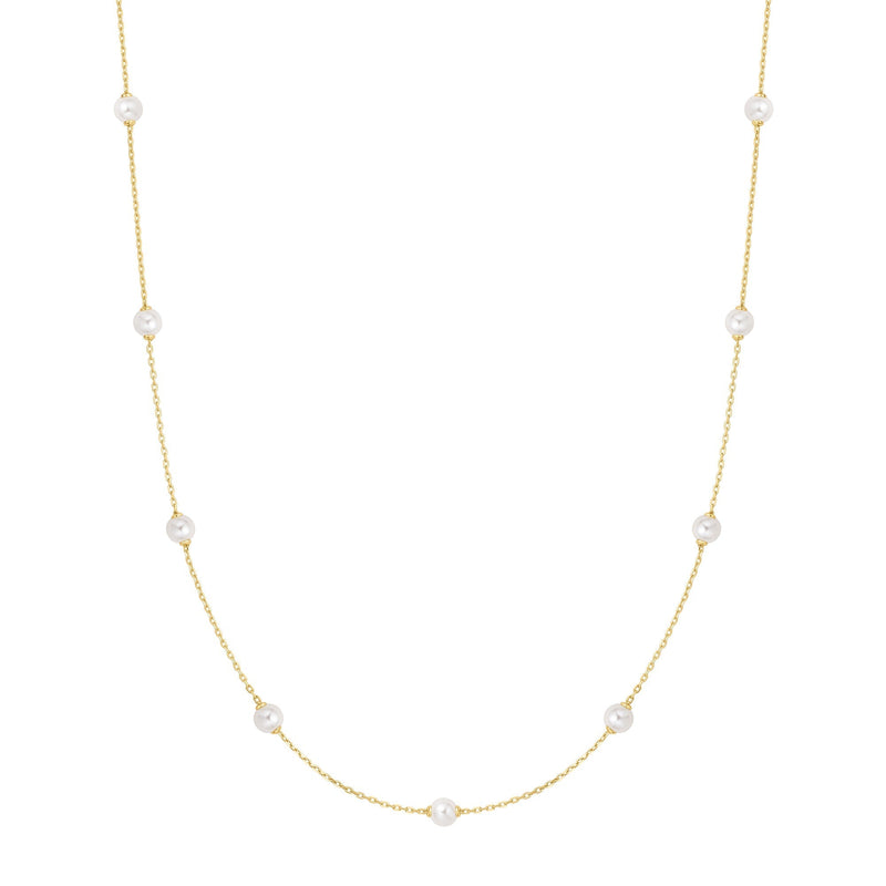 Ania Haie Gold Shell Pearl Station Chain Necklace
