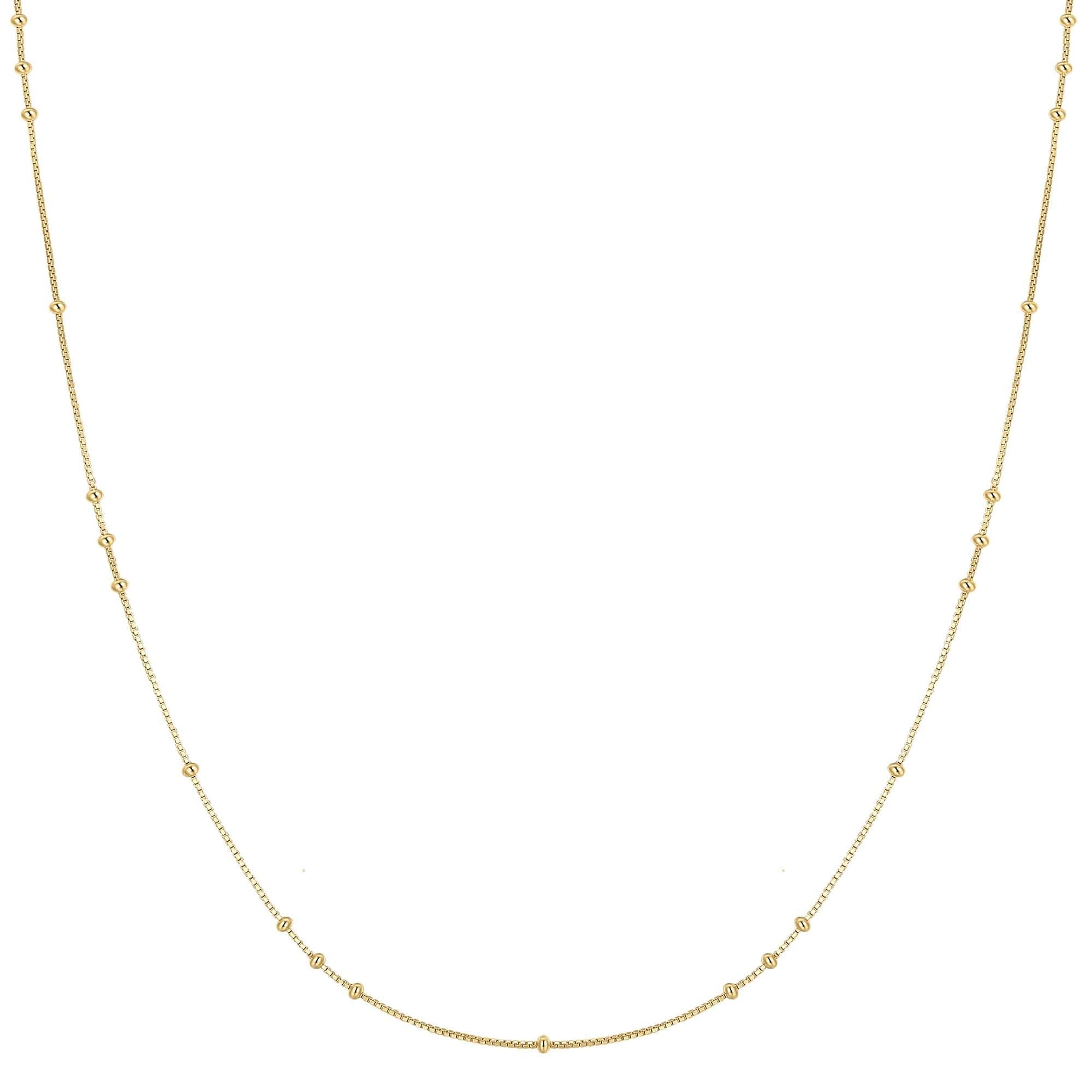 Gold Mini Bead Station Necklace Elegant Layering Jewelry for Women