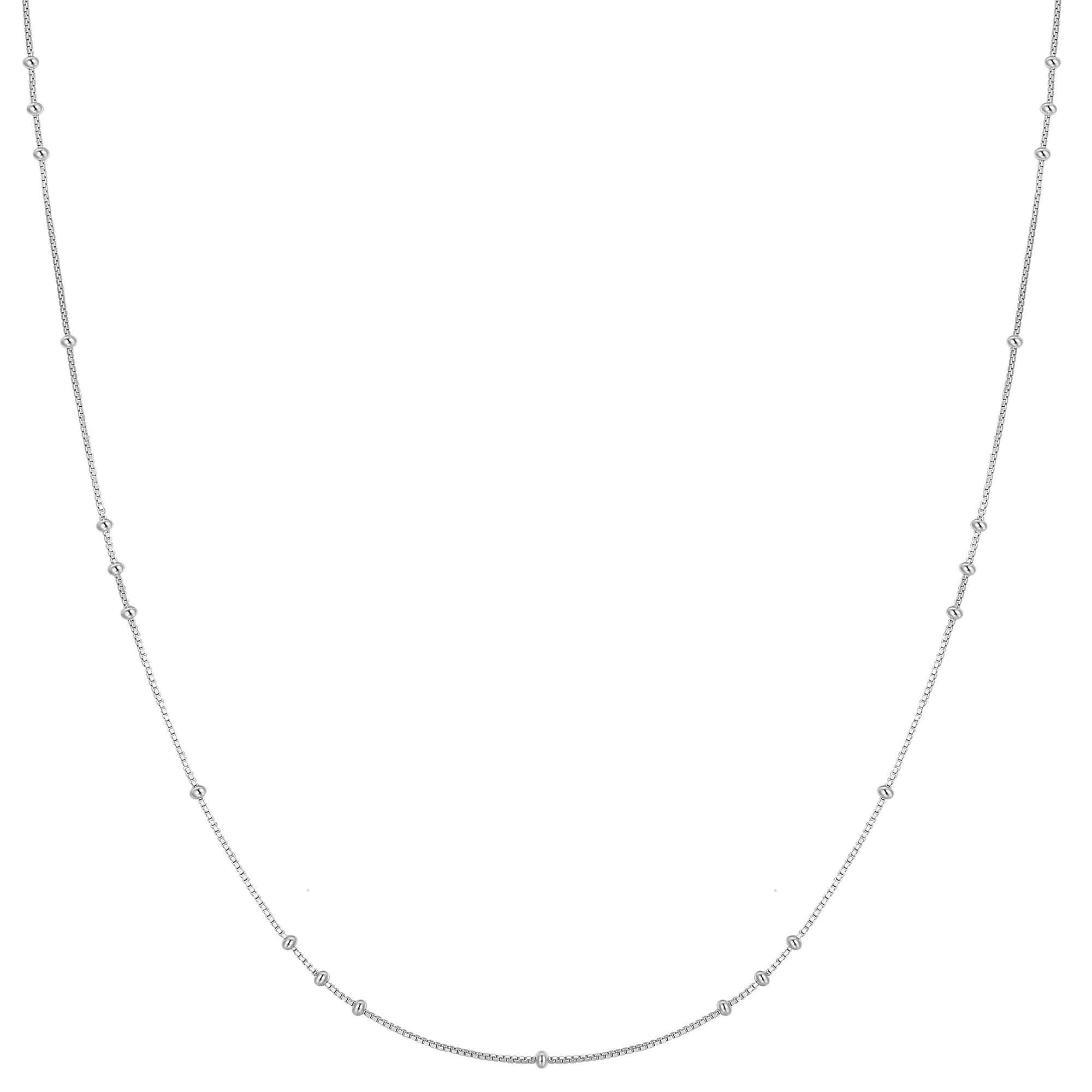 Silver Mini Bead Station Necklace Elegant Versatile Layering Jewelry