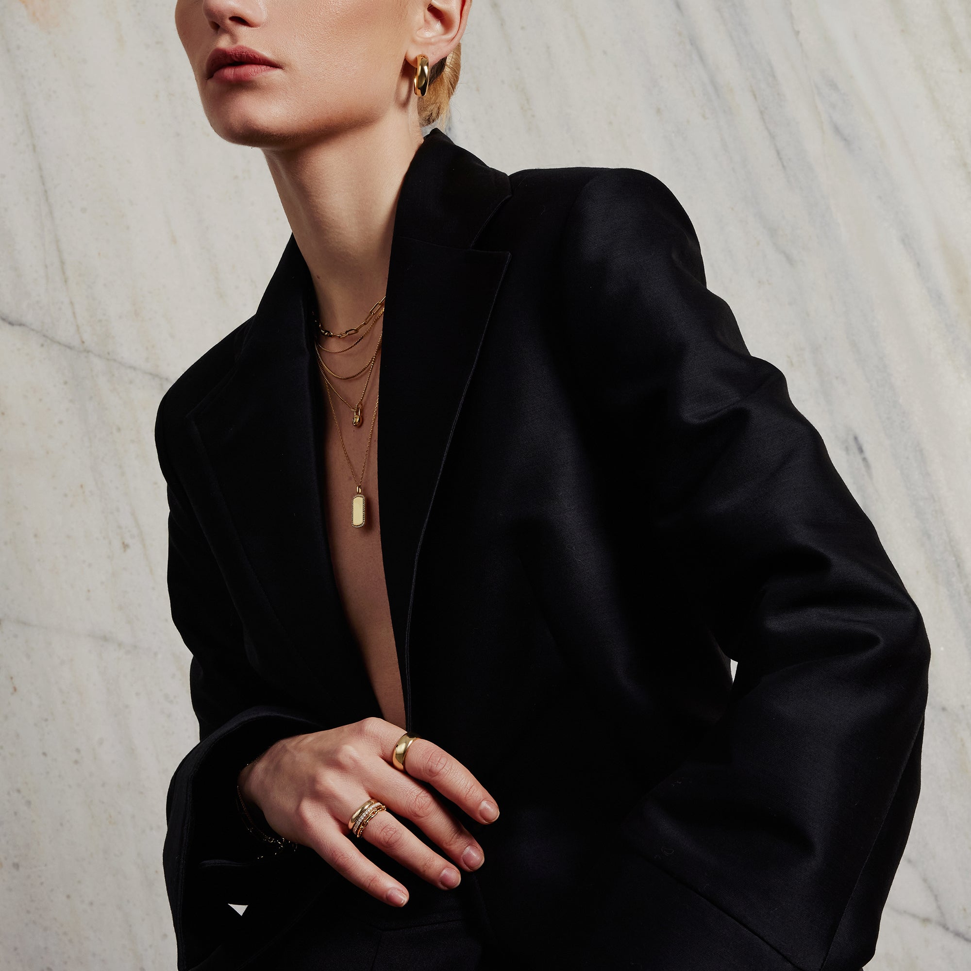 Ania Haie Gold Tag Necklace with Sparkling Cubic Zirconia Halo