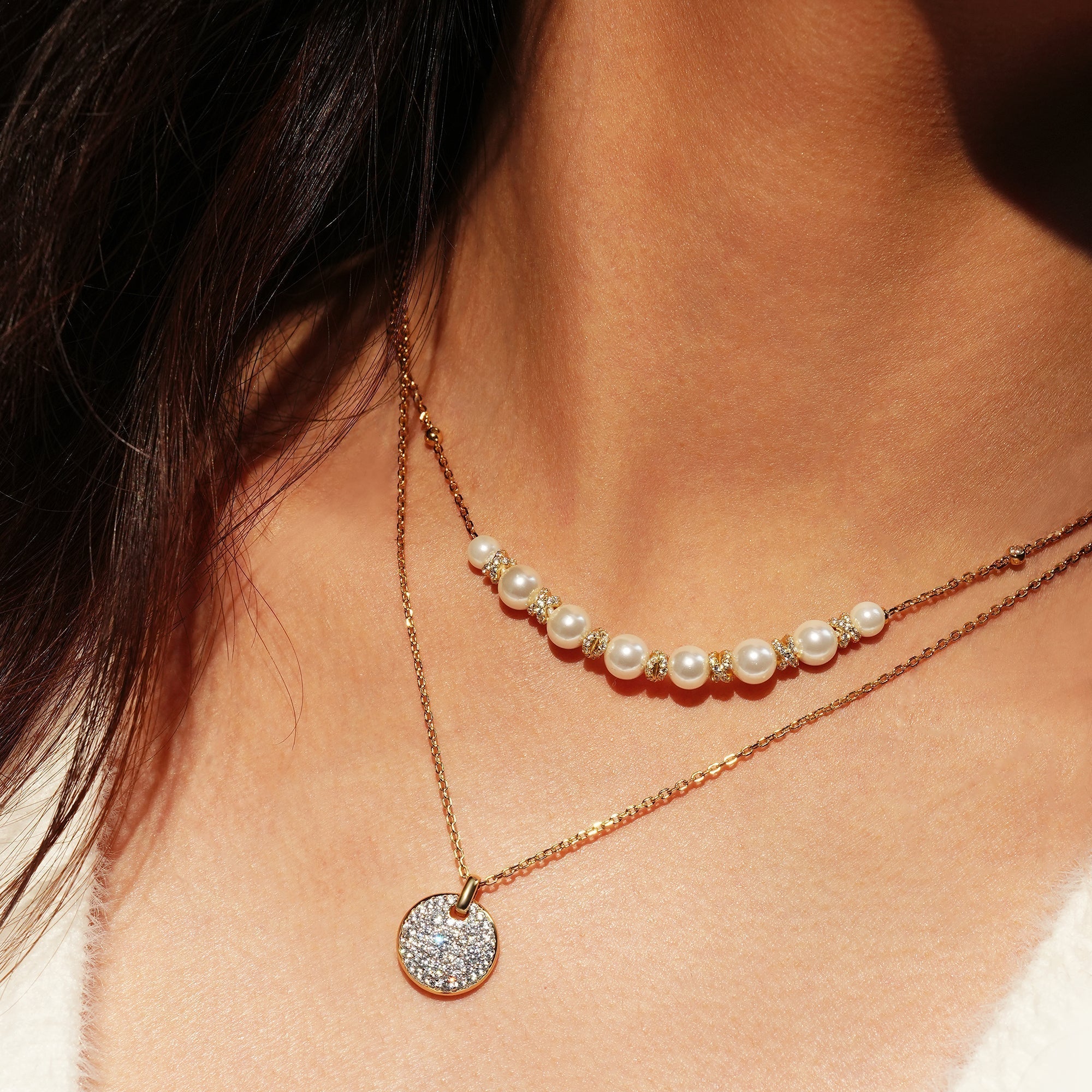 Ania Haie Gold Braided Necklace with Sparkling Shell Pearl Design