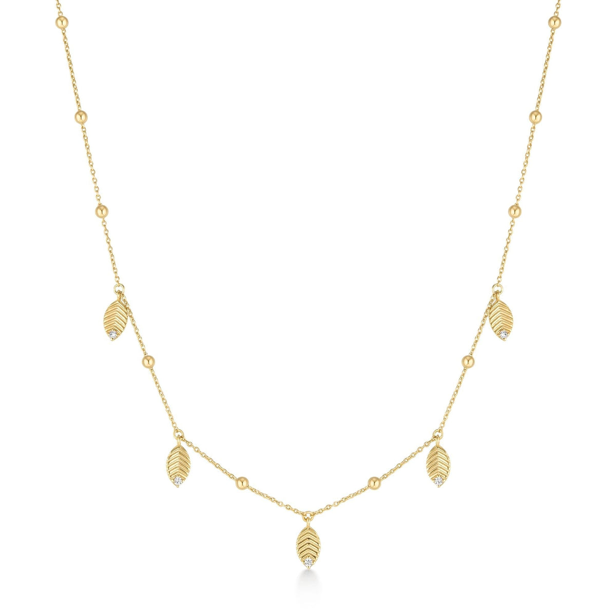 Ania Haie Gold Leaf Station Necklace
