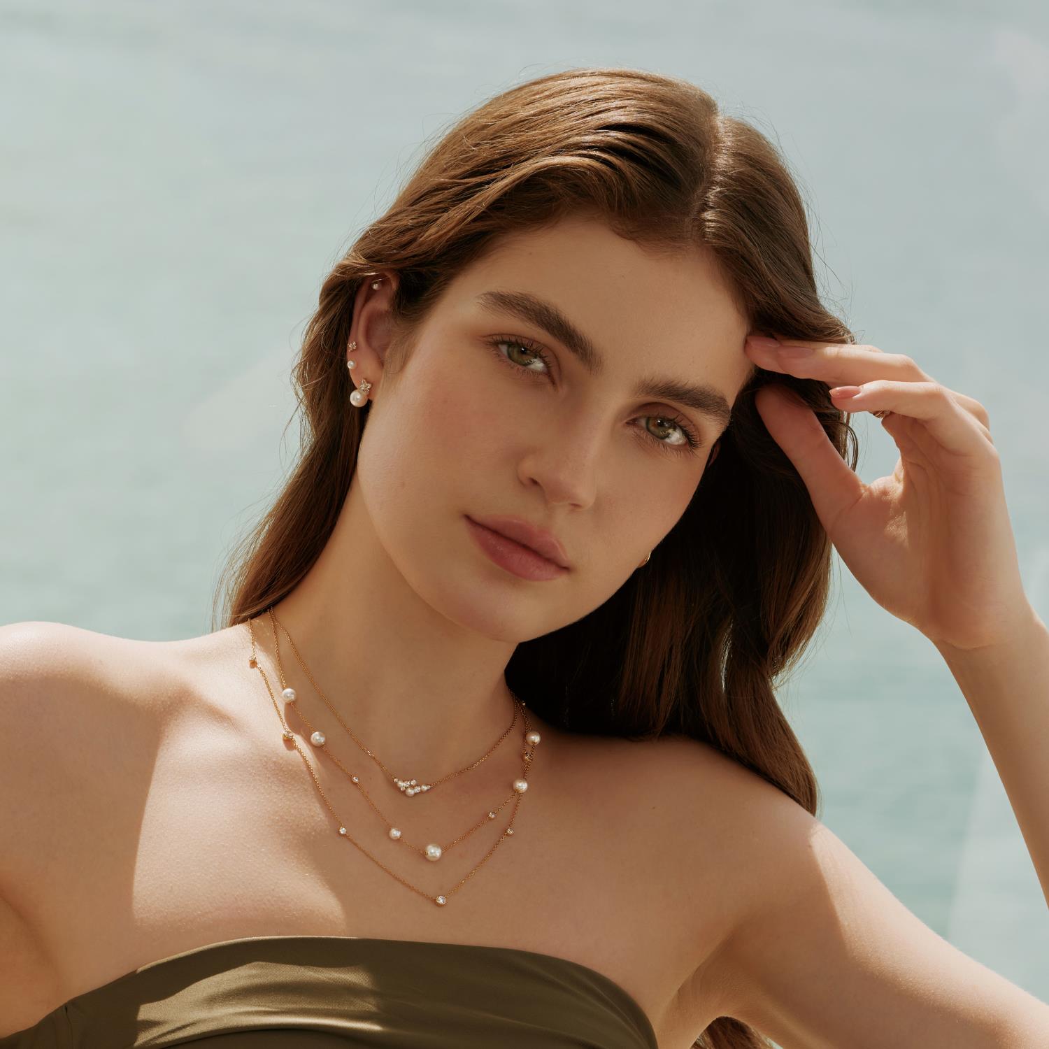 Ania Haie Silver Shell Pearl Cluster Necklace