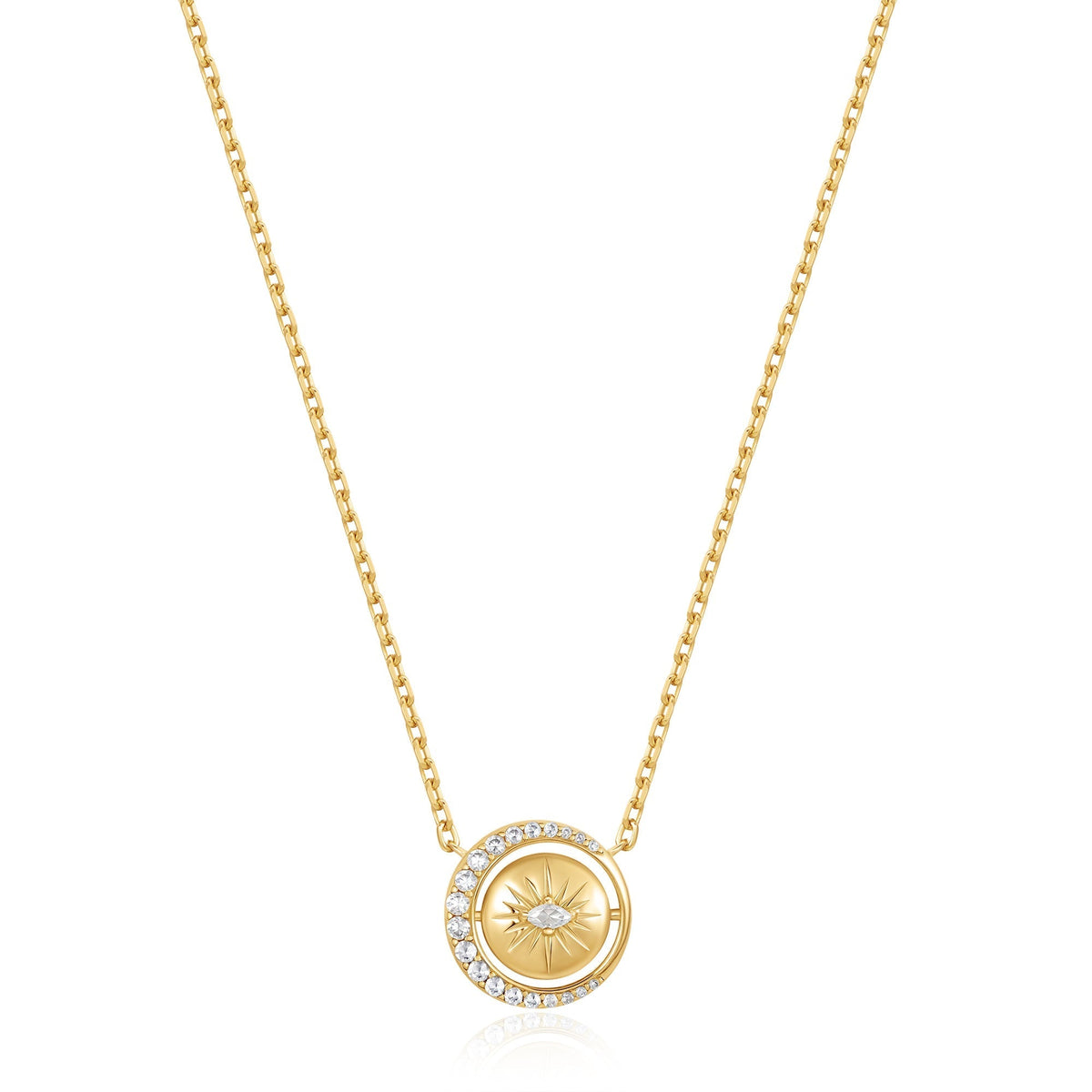 Ania Haie Gold Reversible Pave Moon Evil-Eye Necklace