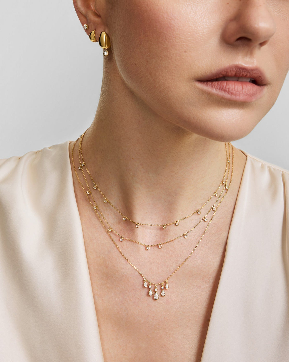 Ania Haie Gold Bezel-Set Droplet Station Necklace N076-05G N076-05G view 2