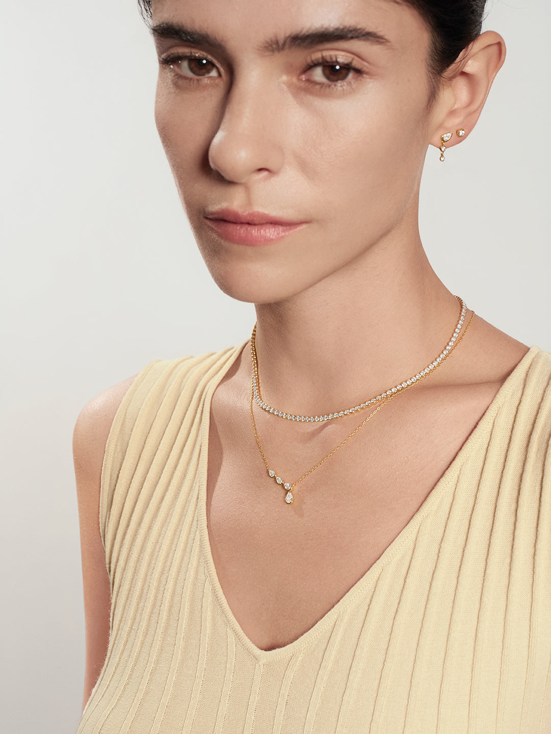 Ania Haie Gold Half-Bezel Angled & Dangle Teardrop Necklace N076-06G N076-06G view 4