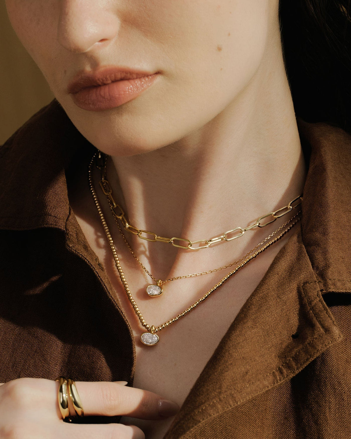 Ania Haie Gold Bezel Organic Pebble Beaded Necklace N076-15G N076-15G view 2